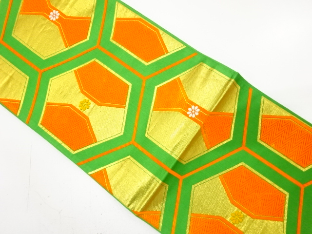 JAPANESE KIMONO / ANTIQUE OBI FOR KIDS / SILK / WOVEN KIKKO WITH FLOWER